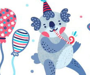 Carte de v&oelig;ux Koala &agrave; imprimer pour la nouvelle ann&eacute;e