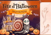 Carte invitation f&ecirc;te d'Halloween squelette