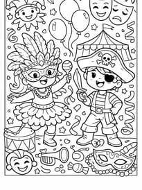 Deux enfants c&eacute;l&egrave;brent Carnaval avec leurs beaux d&eacute;guisements