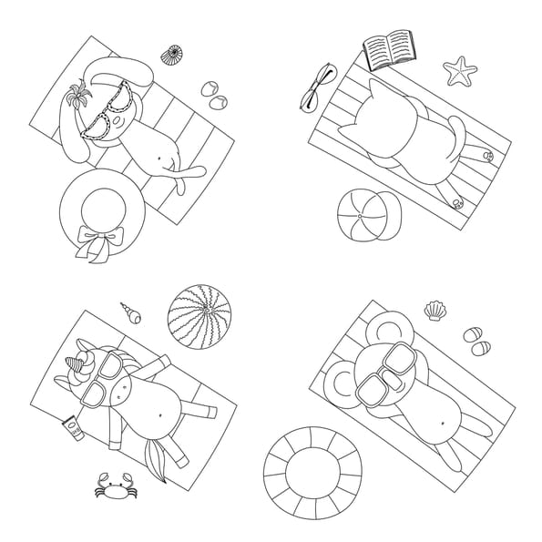 Coloriage des animaux qui font bronzette