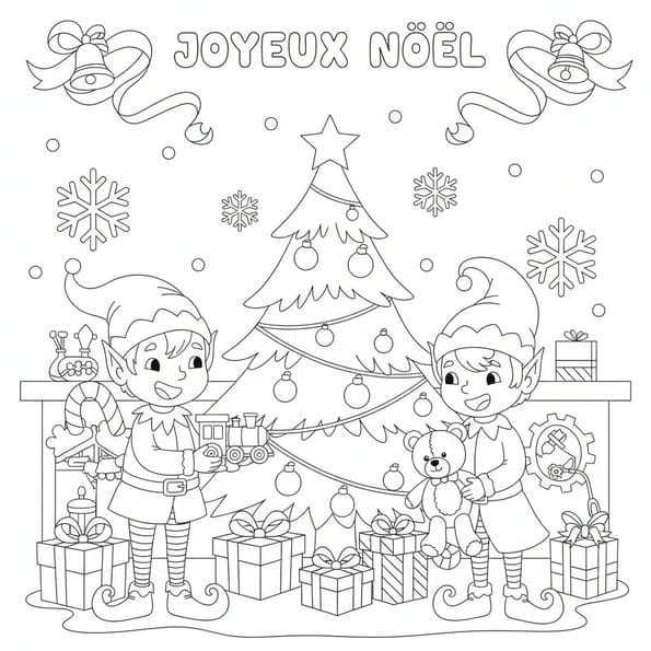 Coloriage lutins de Noël