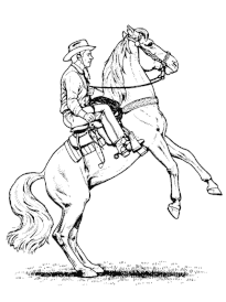 Coloriage cavalier cheval cowboy