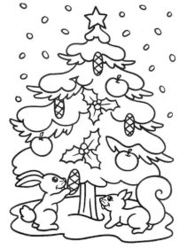 Coloriage noel sapins animal