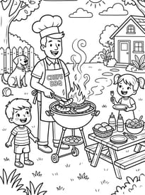Barbecue dans le jardin avec papa