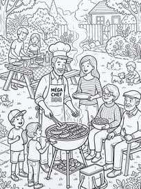 Toute la famille profite du barbecue