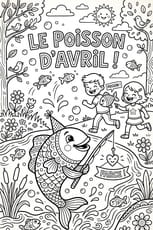 Coloriage d'un poisson d'avril qui p&ecirc;che