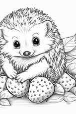 Coloriage h&eacute;risson et fraises