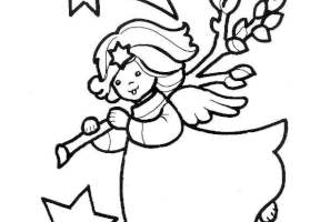Coloriage ange et sa fleur