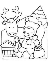 Coloriage enfant cerf noel coloriage