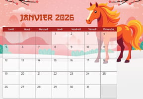 Calendrier&nbsp;2026&nbsp;du Nouvel an chinois &agrave; imprimer
