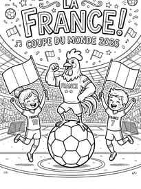 Coloriage "Allez la France" pour la Coupe du Monde de foot