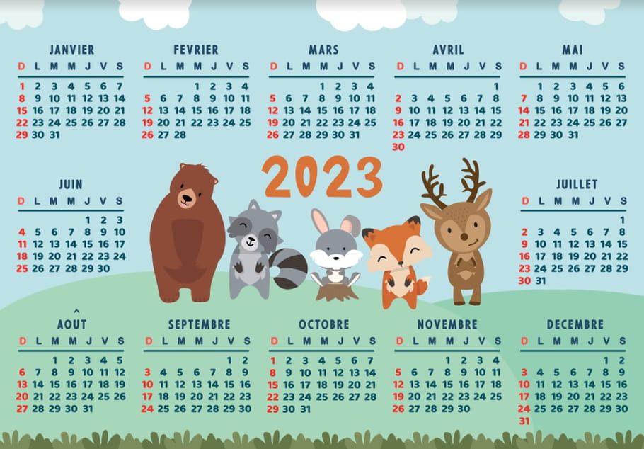 Calendrier 2023 animaux de la forêt