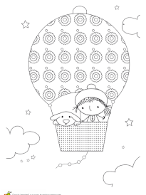 Coloriage voyage en ballon tout rond